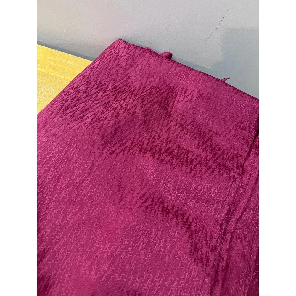 Vtg Burgundy Split Shower Curtain Attached Ruffled Valance‎ 70x72 Traditional